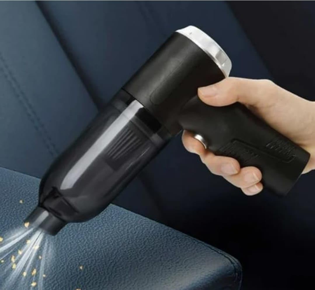 IDELLA 3IN1 Portable Car Vacuum Cleaner with Blower | USB Rechargeable Wireless Handheld Car Vacuum Cleaner Traveling, Camping Reusable,Portable,Rechargeable (Vacuum with Blower)Squl Tech