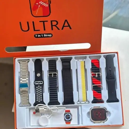 SQUL Watch 8 Ultra 7 in 1-49 MM BT Calling Sports Mode Fitness 7 Belt for Men & Women Smartwatch (Multicolor Strap) - Squl Tech 