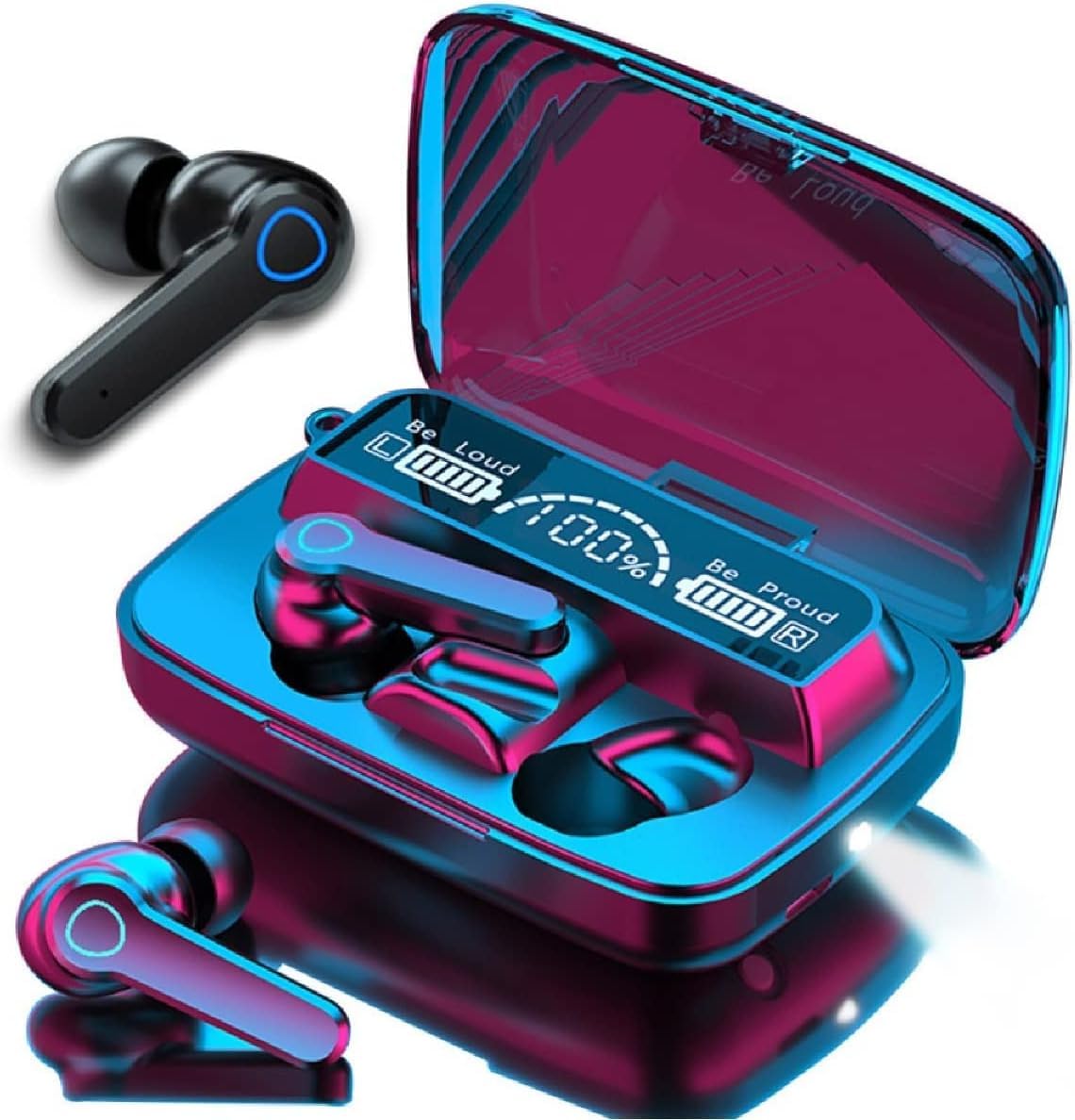 GKA M19 Wireless Earbuds Earphone Touch Headset Digital LED Display Headphone Microphone & Flashlight Deep Bass Immersive Stereo Sound Quality - Squl Tech 
